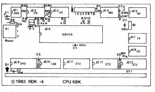 Baugruppe CPU68K Bestückungsplan