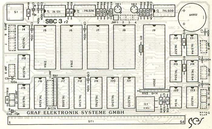 Baugruppe SBC3 Bestckungsplan